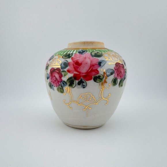 Unbranded Other - Vintage Hand-Painted Rose Porcelain Jar Quiet Luxury Home Decor Shabby Chic 3"